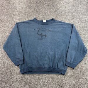 Vintage Hammerhead Shark Sweatshirt Mens Large Blue Cotton Cayman Islands Shark